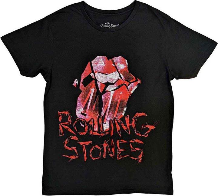 The Rolling Stones T Shirt Hackney Diamonds Cracked Glass Tongue Official L Black (L)