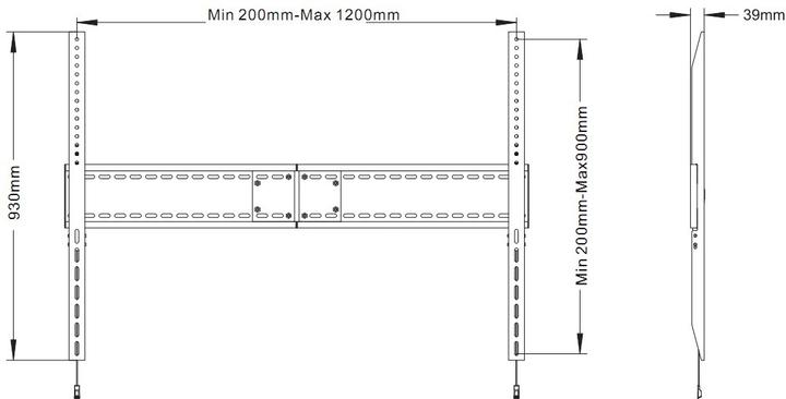 Actual product image Multibrackets HAGOR MB 100 HD - Bracket - for flat screen - Black - Screen size: 152 (Wall, 110", 125 kg)
