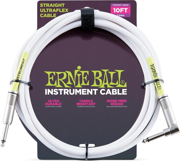 Image du produit Ernie Ball P06049 Câble audio 3,05 m 6,35 mm Blanc (3.05 m)