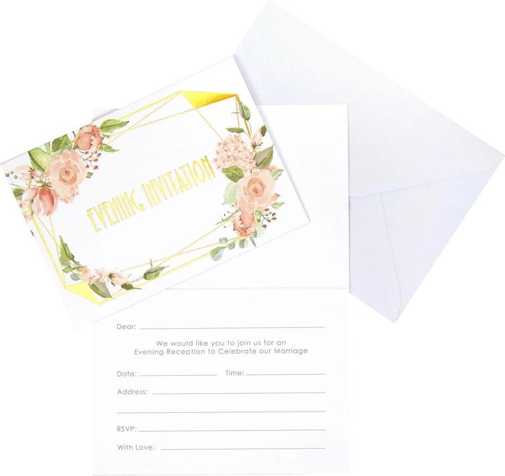 Actual product image Neviti Geometric flowered wedding invitation Evening 10-pack cardboard (10 x)