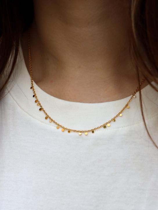 Image du produit Tara Style Boho Coins Collier - Collier (waterproof) (Acier inoxydable 18k plaqué or, 100% résistant à l'eau)