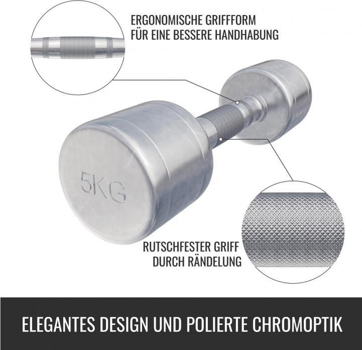 Actual product image Gorilla Sports Chrome Dumbbells (2 x 5 kg)