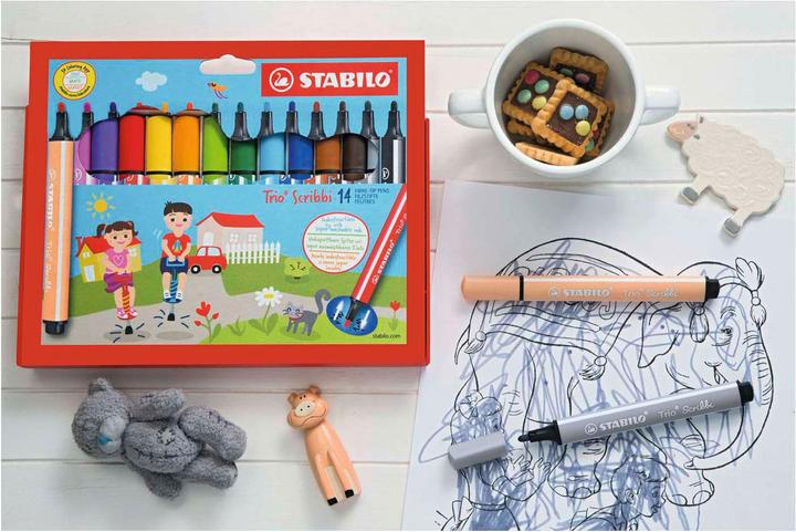 Produktbild STABILO Trio Scribbi Gefederter Dreikant-Filzstift (Mehrfarbig, 14 x)