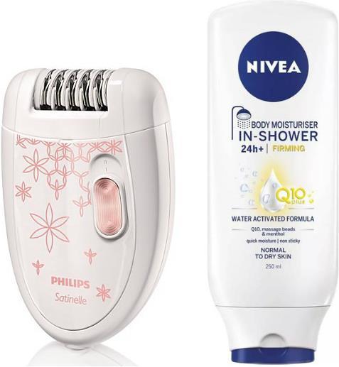 Produktbild Philips Satinelle + Nivea Q10plus In-Shower Bodylotion