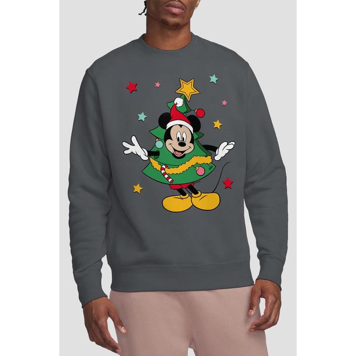 Actual product image Disney Unisex Adult Mickey Mouse Christmas Tree Sweatshirt (M)