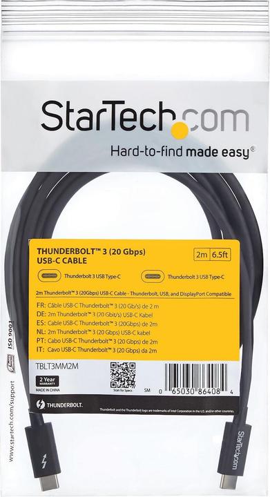 Immagine prodotto StarTech 2M THUNDERBOLT 3 CAVO DA 20GBPS (2 m, USB 3.1)