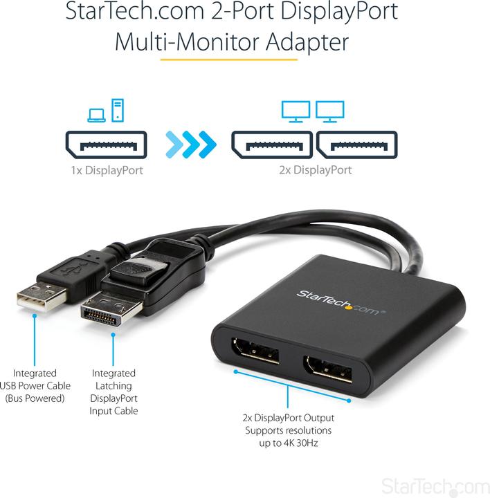Produktbild StarTech Mst Hub - 2-Port Displayport (Digital -> Digital)
