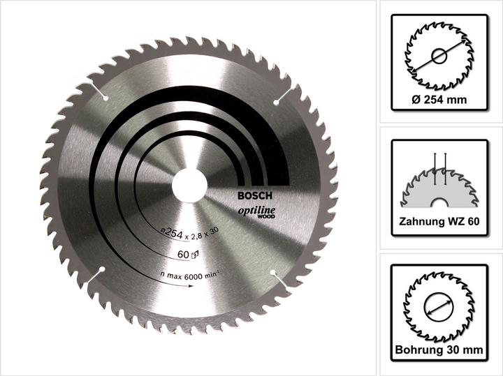 Image du produit Bosch Professional Zubehör Lame de scie circulaire PRO Wood, 254 x 2,8 x 30 mm