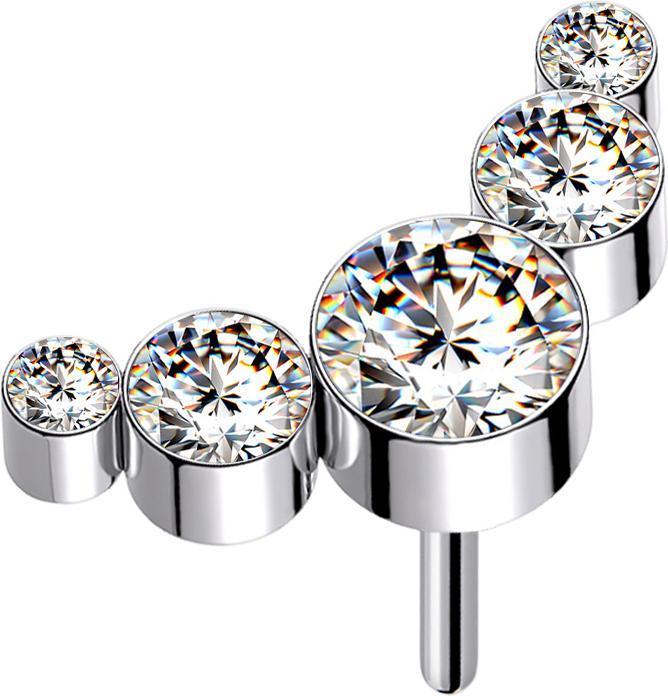 Produktbild Star Piercing Threadless silber fünf Kristalle silber (ohne Messing, Titan G23)