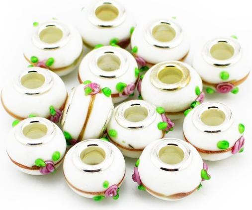 Produktbild Hermex Glas Bead versilbert 925 - Silbrig Weiss (Glas, Silberlegierung (925))