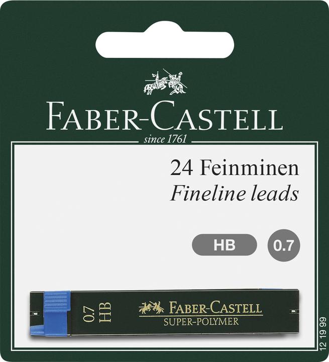 Faber-Castell Schreibmine Feinmine Super Polymer 0.7 mm, HB, Schwarz (Ersatzmine, Schwarz, 0.70 mm)