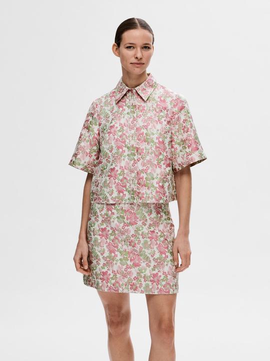 Actual product image Selected Femme Floral jacquard short sleeve shirt (36)
