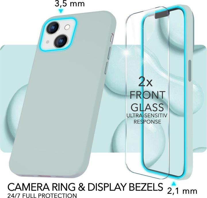 Actual product image Nalia Liquid silicone case with MagSafe function & 2x display protection glass (Apple iPhone 14)