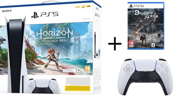 Actual product image Sony Playstation 5 + Horizon Forbidden West + Demon's Souls + DualSense Wireless Controller