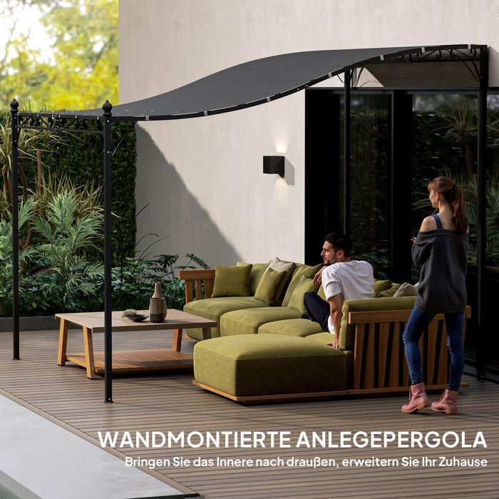 Immagine prodotto Swisshandel24 2,5x3m Pergola, Wandmontage, Ablauflöcher, Schattendach, Dunkelgrau (248 cm, 298 cm)