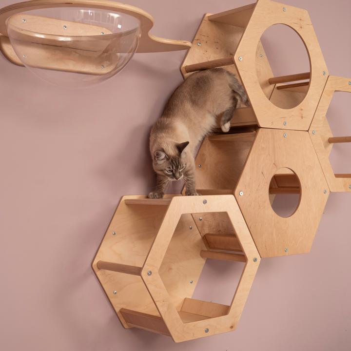 Actual product image Wowhelperco Aire de jeux murale pour chats 8 pièces (Nature)