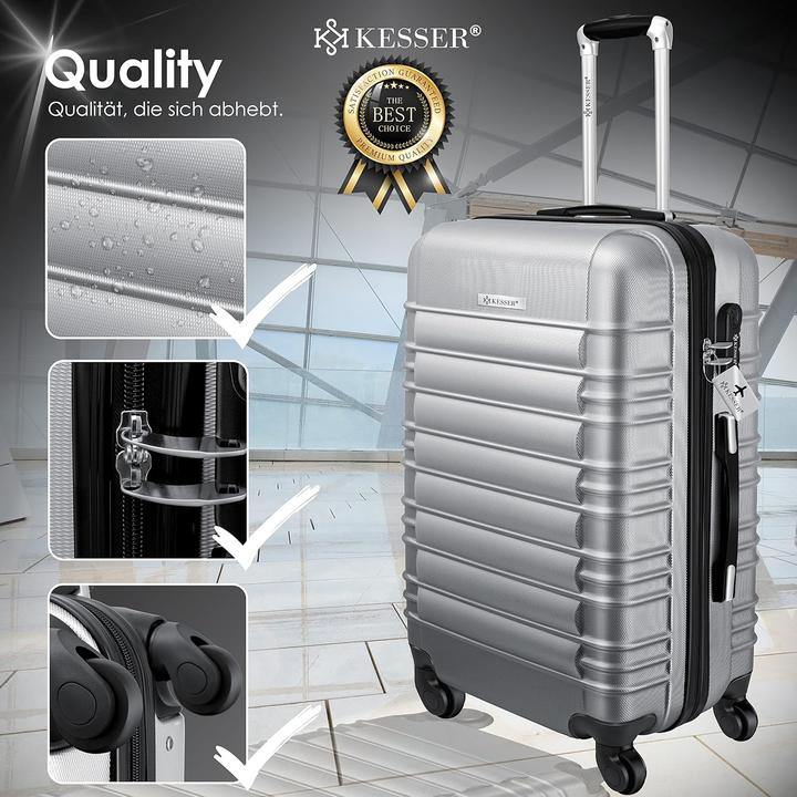 Image du produit Kesser 4-teiliges ABS-Hartschalenkofferset (120 l, Bagage à main (jusqu'à 50l), M (50 - 90l), XL (à partir de 115l))