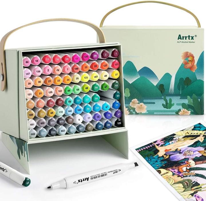 Actual product image Arrtx ALP-Serie - Permanent Marker Set mit Doppeltipps (80 Farben) (Multicoloured, 80 x)