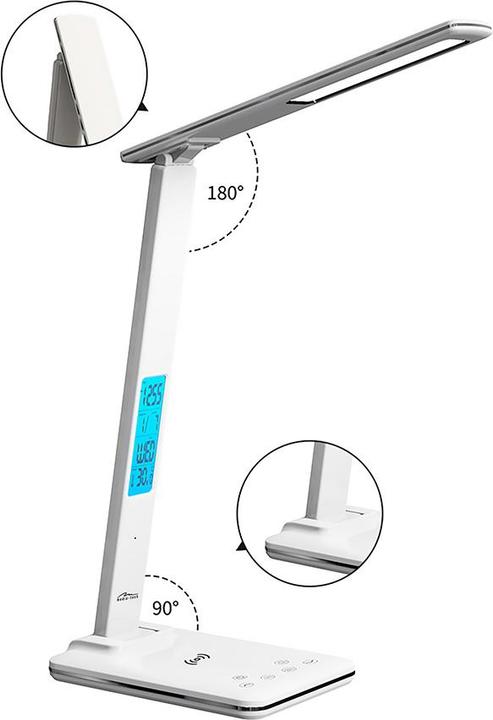 Produktbild Media-Tech LEDITOU - Energy-saving LED desk lamp with 15W QI wireless charger. Illuminated alarm clock with °C