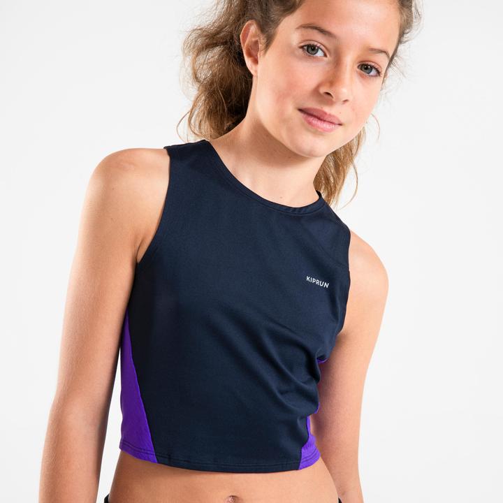 Immagine prodotto Kiprun Tanktop Croptop Running atmungsaktiv Mädchen - 900 dunkelblau/lila (14, 15, 16)
