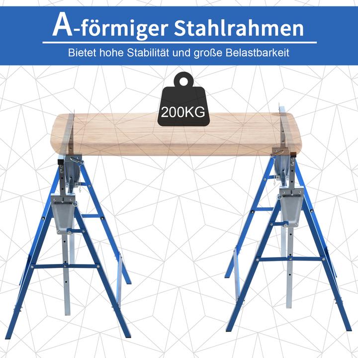 Image du produit Homcom Chevalet d'échafaudage en set de 2 (58 cm, 68 cm)