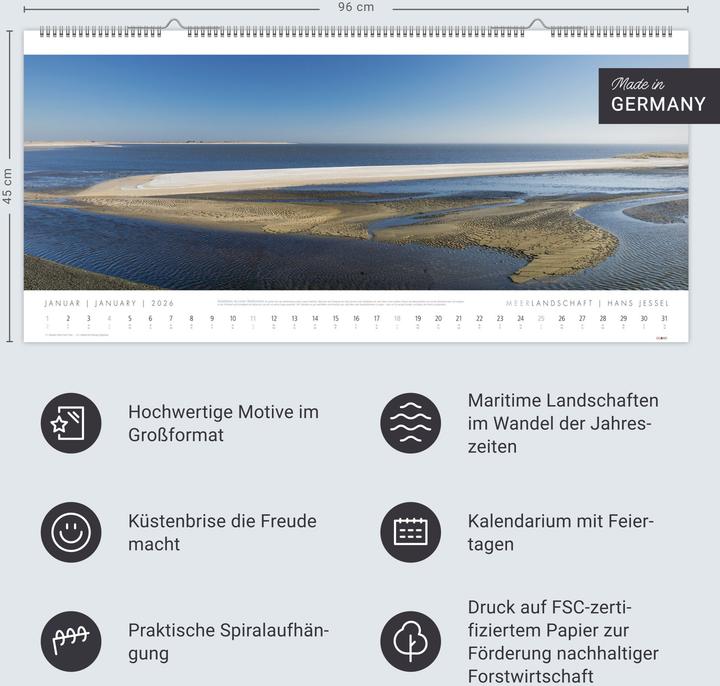 Actual product image Meerlandschaft Kalender 2026 - Hans Jessel (Hardcover, German)