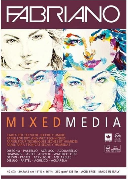 Fabriano Bloc de peinture Mixed Media A3, 40 feuilles (A3)