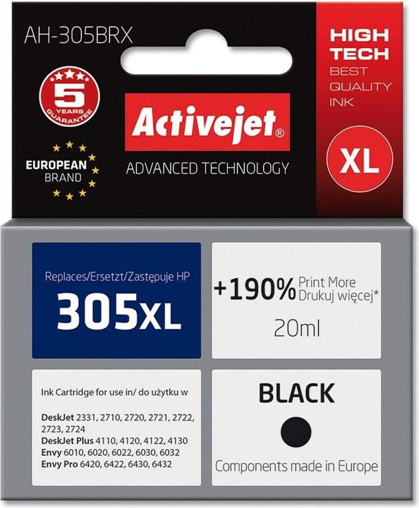 Produktbild Activejet AH-305CRX Tintenpatrone (Ersatz für HP 305XL 3YM63AE Prämie farbe) (BK)