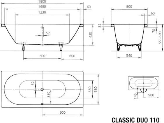 Image du produit Kaldewei Classic Duo 110 180x80cm