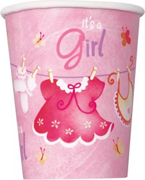 Actual product image Unique Party Paper Clothes Line Baby Shower 266ml Disposable Cup (Pack of 8) (8 x)
