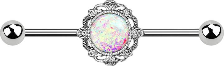 Actual product image Star Piercing Barbell silber filigran mit Opal weiss (Surgical steel 316L, Brass)