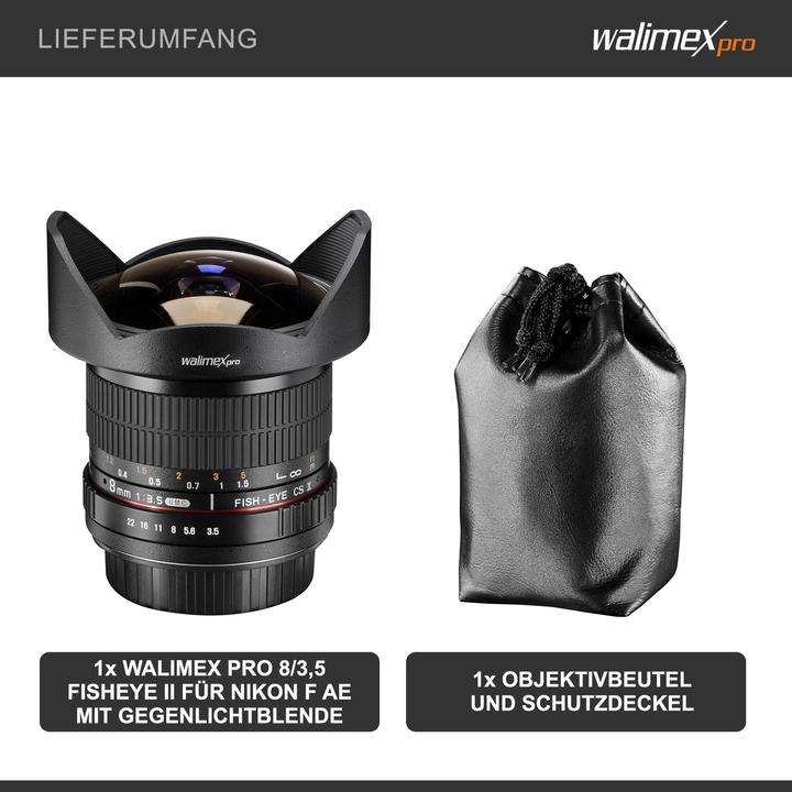 Produktbild Walimex pro Pro 8mm f/3.5 II Fisheye, Nikon (Nikon F, APS-C / DX)