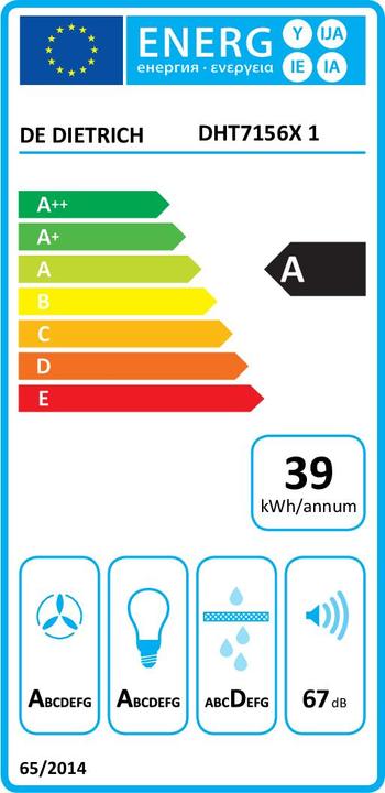 Energy Label De Dietrich Extractor bonnet DHT 7156 X stainless steel