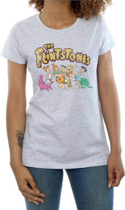 Actual product image The Flintstones Womens/Ladies Group Distressed Cotton T-Shirt (M)