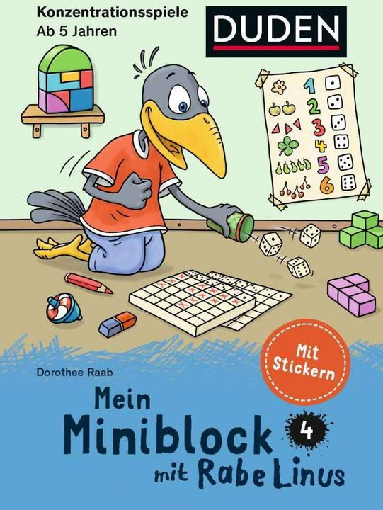 Actual product image Mein Miniblock mit Rabe Linus - Konzentrationsspiele (German, Dorothee Raab, Sigrid liver, Stefan Leuchtenberg, Bettina Abel, 2021)