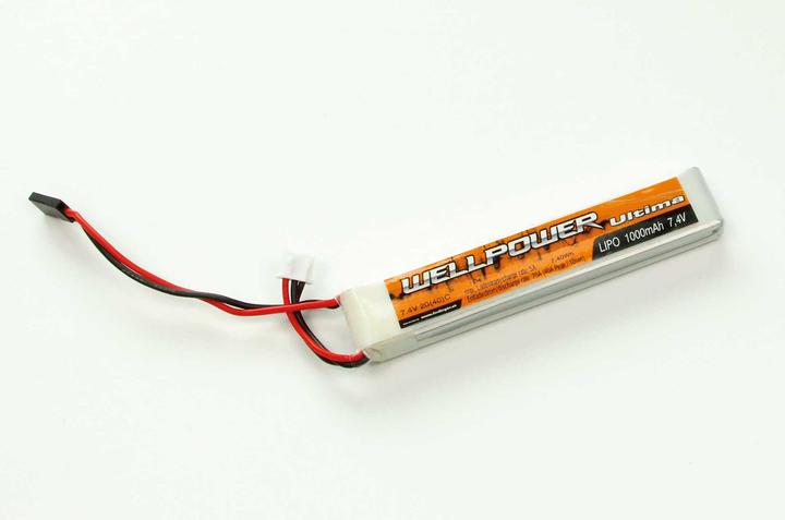 Wellpower lipo akku ultima 1000 mah / 7,4v volt 2s "slim" 20/40c graupner/jr stecker (7.40 V, 1000 mAh)