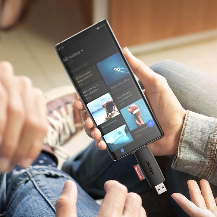 Image du produit Ugreen CM304 USB + USB-C Adapter Lecteur de cartes SD + microSD (noir) (USB-C)