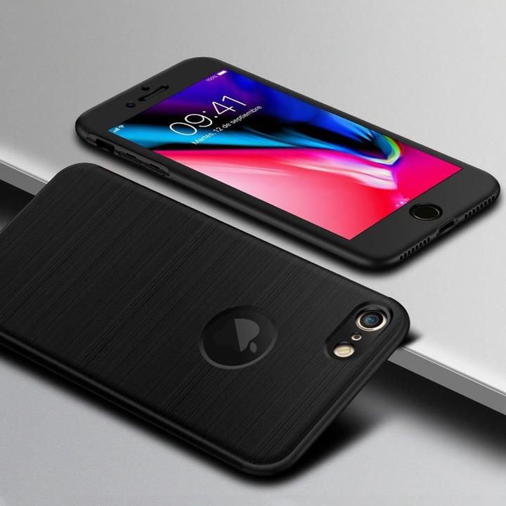 Produktbild König Design Handyhülle Apple iPhone 6 / 6s Full Cover Carbon Case Schutz Bumper Etui Schwarz (Apple iPhone 6)