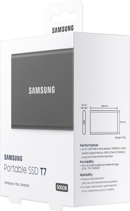 Actual product image Samsung Portable T7 Titan Grey (500 GB)
