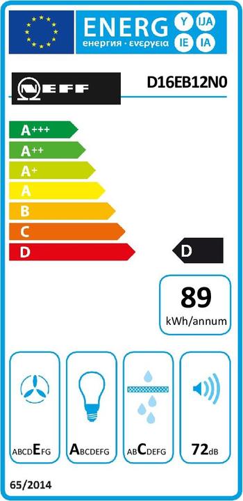 Label énergétique Neff DMK161DEB (Hotte de plafond)