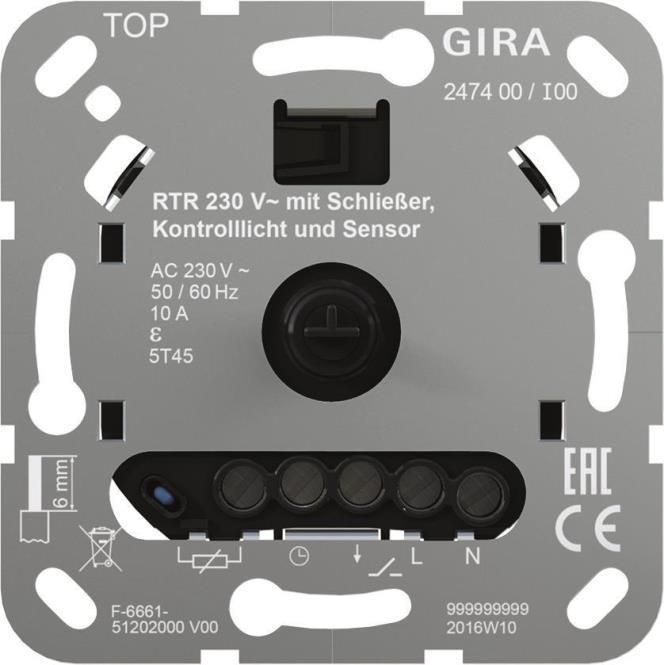 Produktbild Gira Einsatz Raumtemperaturregler 247400
