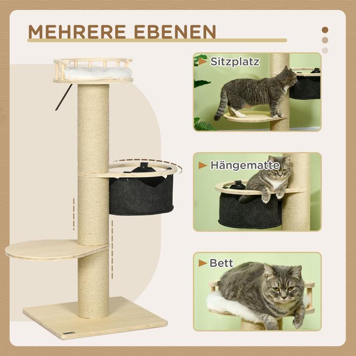 Actual product image PawHut Cat tree with hammock and viewing platform (114 cm, Nature)