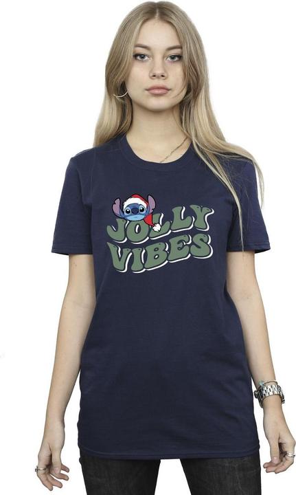 Actual product image Disney Womens/Ladies Lilo & Stitch Jolly Chilling Vibes Cotton Boyfriend T-Shirt (M)