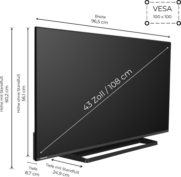 Produktbild Toshiba 43 Zoll Fernseher Fire TV (4K UHD Smart TV, Dolby Vision HDR, Triple-Tuner, Alexa Built-In)