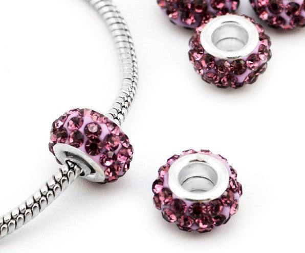 Produktbild Hermex Strass Bead versilbert 925 - Silbrig Violett (Silber 925, Metalllegierung)