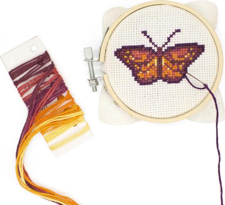 Produktbild Kikkerland Mini Cross Stitch Embroidery Kit - Butterfly