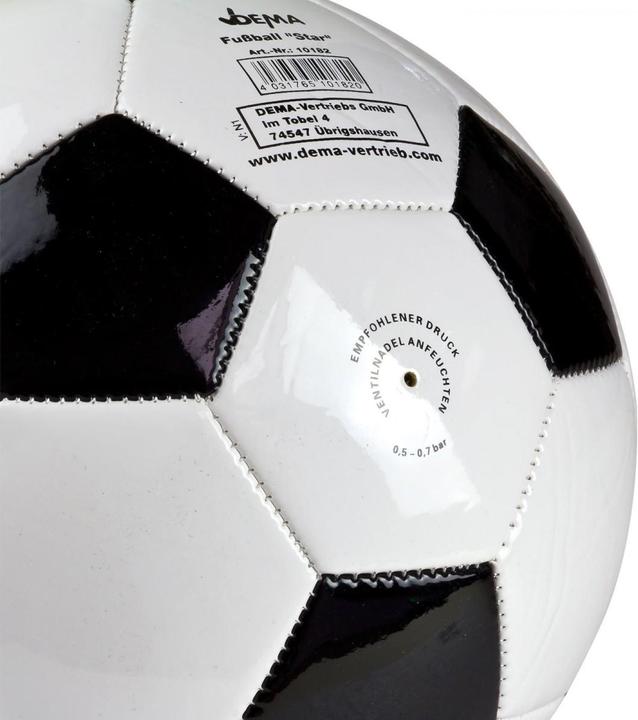 Image du produit Dema Kinder Fussball Star Ball Masse Ø 21 cm Standardgrösse 5 Kunstleder schwarz weiss