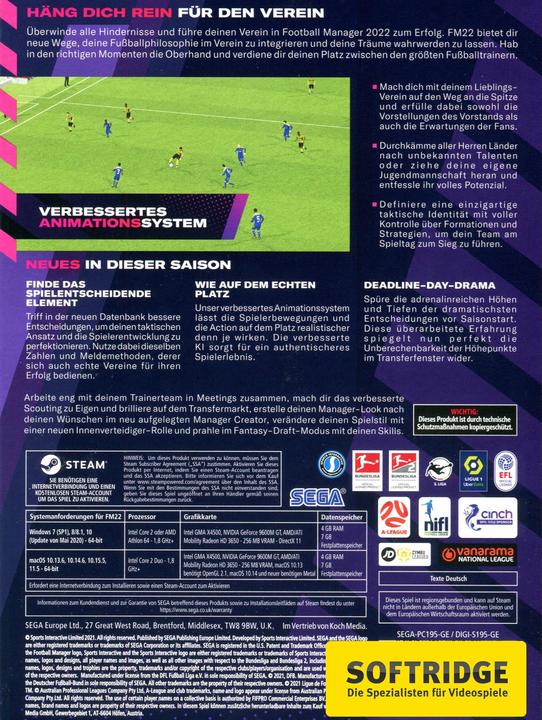 Produktbild Sega Football Manager 2022 (PC, DE)