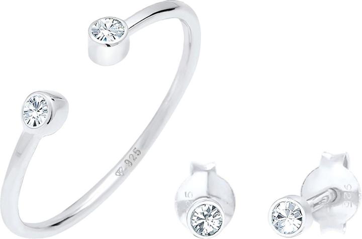 Produktbild Elli Kristall Ohrstecker, Kristall Ring, Schmuckset (925er Sterling Silber)