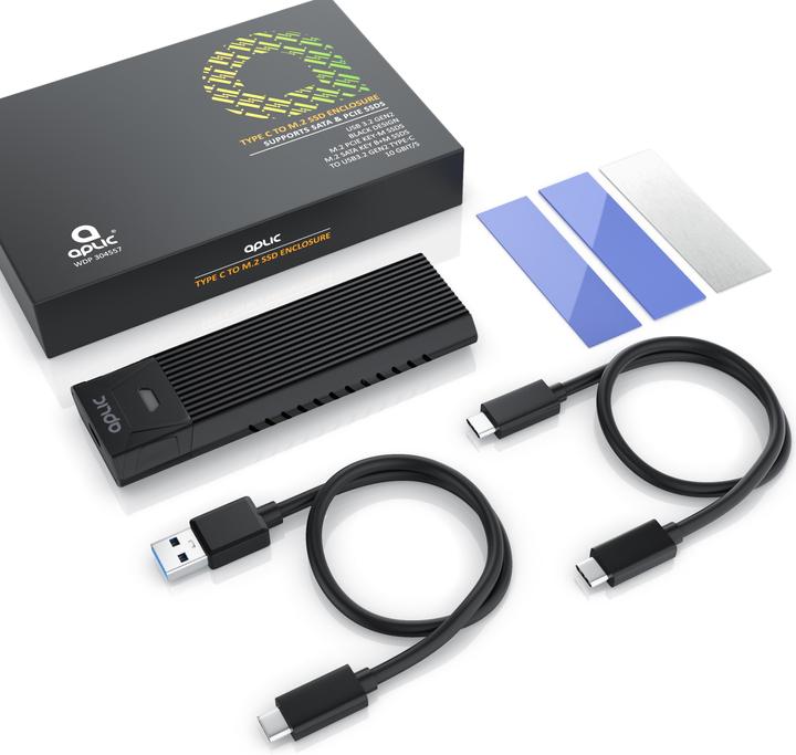 Produktbild Aplic Festplatten Gehäuse, M.2 NVMe Gehäuse USB 3.2 Gen2, PCIe 3.0 & SATA, Kompatibel mit 2242, 2260, 2280 (M.2 2230, M.2 2242, M.2 2260, M.2 2280)